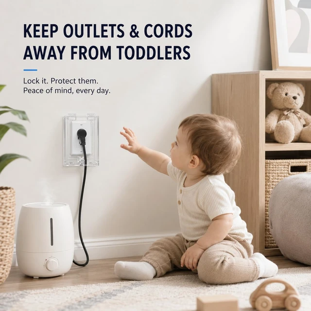 Alt view image 4 of 7 - Infant Safety Outlet Lock Box, wall Outlet Lock Box, Lock Box for Electrical outlets with outlets, Easy to Install, Accommodates Most Plugs and adapters 4.95 X 3.35 X 2.56 or Smaller