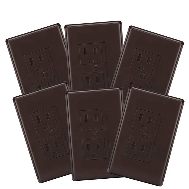 Main image of 6-Pack Self-Closing (1Screw) Standard Outlet Covers - An Alternative To Wall Socket Plugs for Child Proofing Outlets, (Espresso)