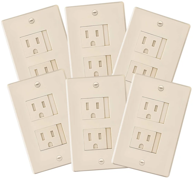 Main image of 6-Pack Self-closing (2 Screw) Decora Outlet Covers- An Alternative To Wall Socket Plugs for Child Proofing Outlets (Beige)