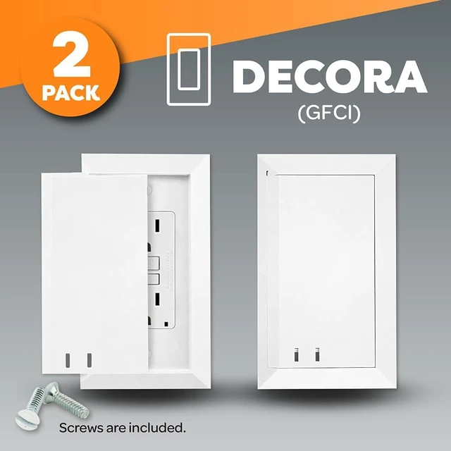 Alt view image 2 of 7 - Child Resistant Outlet Cover (2-Pack), White Decora GFCI Wall Plate with Sliding Locking Door, Tamper Resistant Safety Cover, Easy Installation