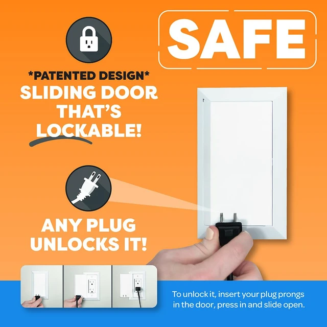 Alt view image 4 of 7 - Child Resistant Outlet Cover (2-Pack), White Decora GFCI Wall Plate with Sliding Locking Door, Tamper Resistant Safety Cover, Easy Installation