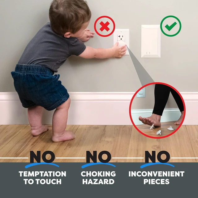 Alt view image 5 of 7 - Child Resistant Outlet Cover (2-Pack), White Decora GFCI Wall Plate with Sliding Locking Door, Tamper Resistant Safety Cover, Easy Installation