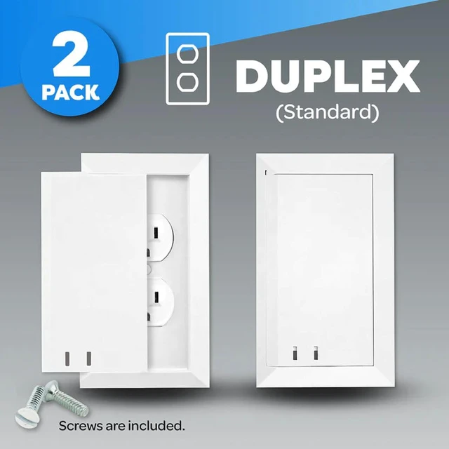 Alt view image 2 of 7 - Child Resistant Outlet Cover (2-Pack), White Standard Duplex Wall Plate with Sliding Locking Door, Tamper Resistant Safety Cover, Easy Installation
