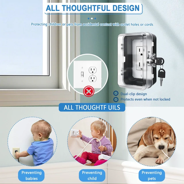 Alt view image 4 of 7 - Outlet Cover, Baby Proofing, Shatterproof Safety Lock Box, Anti-Pry Wall Socket Protector, for Home Indoor Electrical Outlets & Switches, 6.69in*4.41in*2.95in (1 PC)