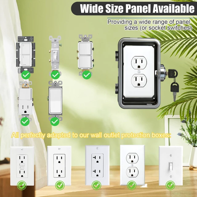 Alt view image 6 of 7 - Socket Lock, Child Proof, ABS Bite Resistant Safety Box, Tool-Free Installation Outlet Cover, for Household Baby & Pet Proofing Wall Sockets, 6.69in*4.41in*2.95in (1 PC)