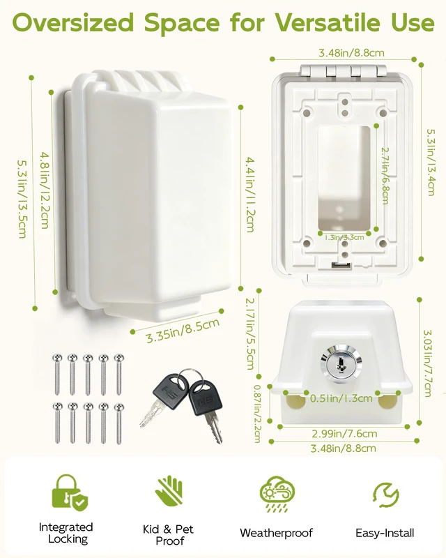 Alt view image 2 of 7 - Outlet Cover Box Outlet Covers Baby Proofing Child Proof Lock,White | Baby Safety Outlet Cover Box-Key Lock for Much Better Toddler Proofing,Suitable for all Standard Electrical Outlets,1 Pc