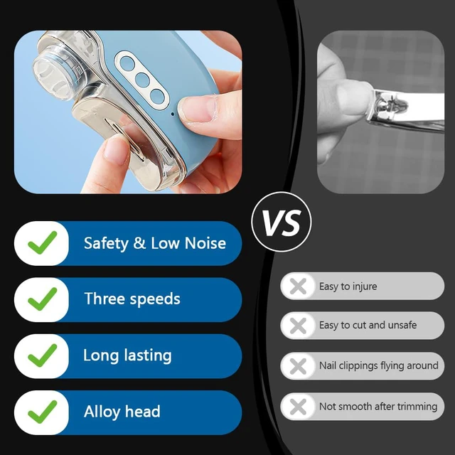 Alt view image 5 of 7 - Multi Functional Electric Nail Clippers Trimmer, 2026 Upgraded 3 in 1 Electric Polishing Automatic Nail Clippers with 3 Adjustable Speeds, Portable Rechargeable Device for Adults SeniorsBlack