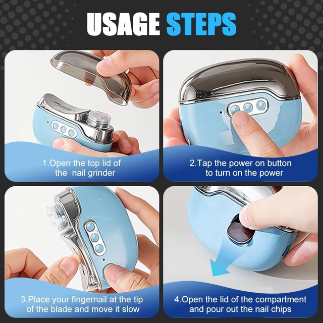 Alt view image 6 of 7 - Multi Functional Electric Nail Clippers Trimmer, 2026 Upgraded 3 in 1 Electric Polishing Automatic Nail Clippers with 3 Adjustable Speeds, Portable Rechargeable Device for Adults SeniorsBlack