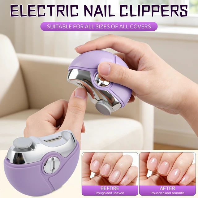 Alt view image 2 of 7 - 2 in 1 Electric Polishing Automatic Nail Clippers, 2026 Upgraded Electric Nail Trimmer Electric Nail Clipper with 2 Adjustable Speeds, Nail Trimmer for Seniors,Adults Automatic Nail Clipper (Purple)