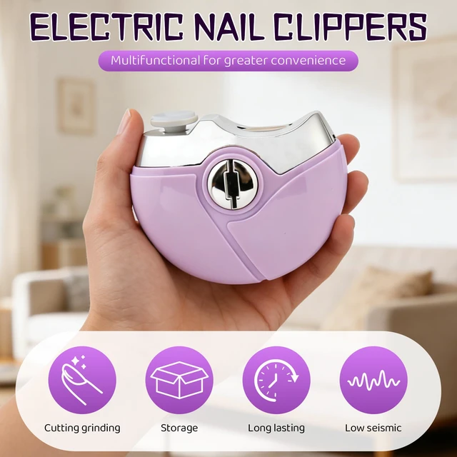 Alt view image 4 of 7 - 2 in 1 Electric Polishing Automatic Nail Clippers, 2026 Upgraded Electric Nail Trimmer Electric Nail Clipper with 2 Adjustable Speeds, Nail Trimmer for Seniors,Adults Automatic Nail Clipper (Purple)