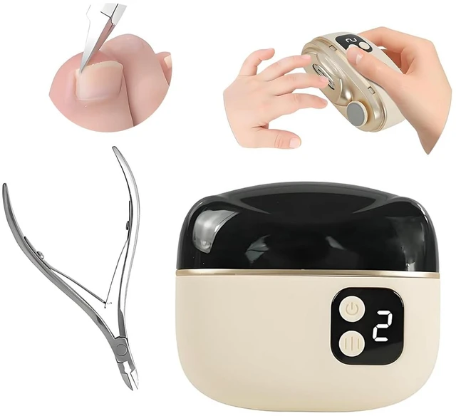 Main image of Electric Nail Clipper, 2026 Improved Nail Clippers Set, Includes an Automatic 2-in-1 Nail Clippers (with LED Light & Storage Box), with an Cuticle Trimmer, Ideal for All Your Nail Care Needs, White