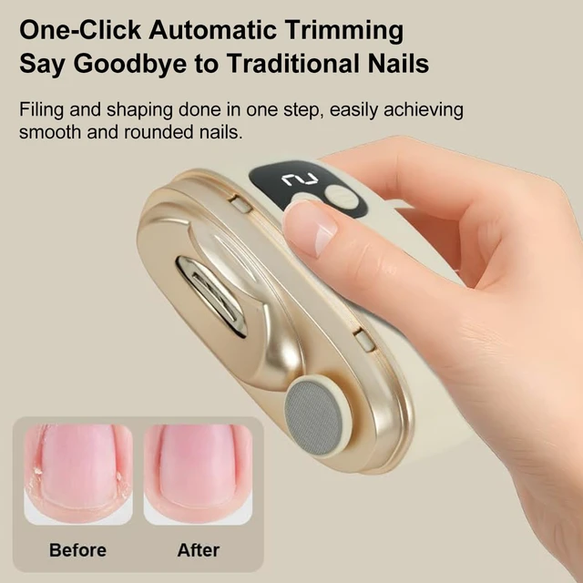 Alt view image 2 of 7 - Electric Nail Clipper, 2026 Improved Nail Clippers Set, Includes an Automatic 2-in-1 Nail Clippers (with LED Light & Storage Box), with an Cuticle Trimmer, Ideal for All Your Nail Care Needs, White
