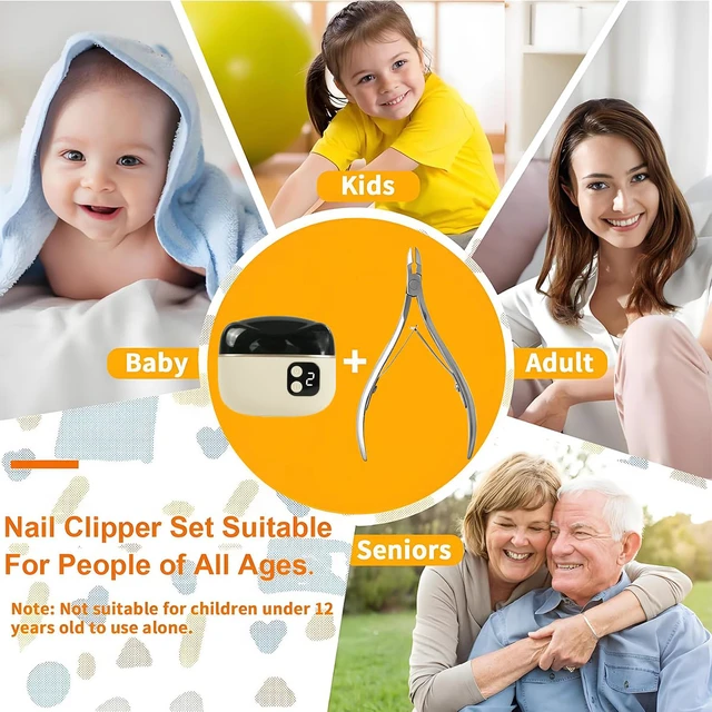 Alt view image 5 of 7 - Electric Nail Clipper, 2026 Improved Nail Clippers Set, Includes an Automatic 2-in-1 Nail Clippers (with LED Light & Storage Box), with an Cuticle Trimmer, Ideal for All Your Nail Care Needs, White