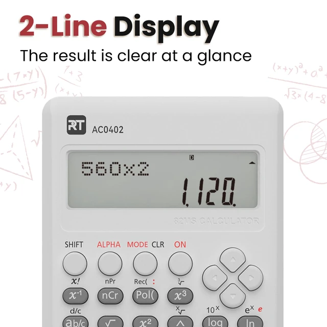 Alt view image 3 of 7 - 82MS 240 Functions Scientific Desk Calculators Back to School Supplies | 2-Line Display Calculator for Middle and High School Students Lightweight Portable White