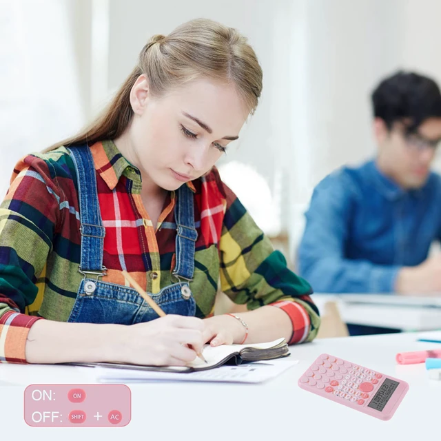 Alt view image 4 of 7 - Standard Scientific Calculator, Back to School Supplies for Students | Portable Pink School Supplies, Silent Buttons, 2-Line Display Calculator for Primary Middle High School & College Students