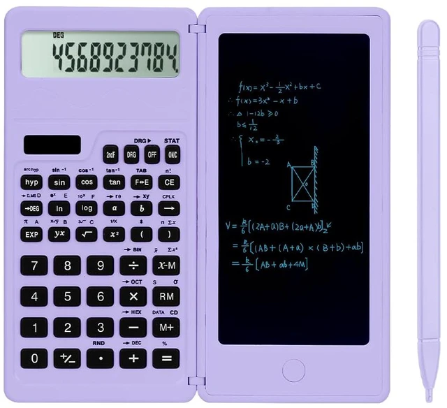 Main image of Scientific Calculator for Students, Math Calculator with Notepad | Solar Powered 10-Digit School Calculator for Middle School, High School and College, Back to School Supplies(Purple )