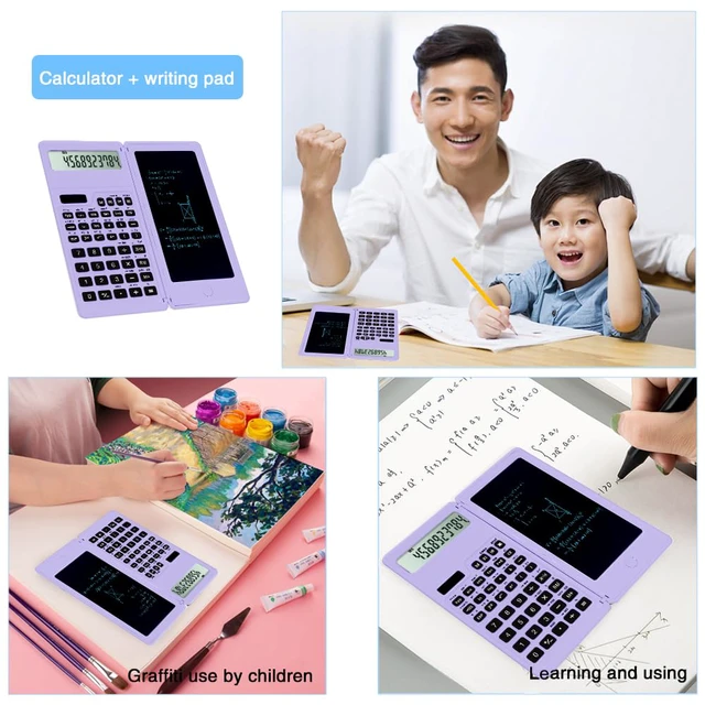 Alt view image 2 of 6 - Scientific Calculator for Students, Math Calculator with Notepad | Solar Powered 10-Digit School Calculator for Middle School, High School and College, Back to School Supplies(Purple )