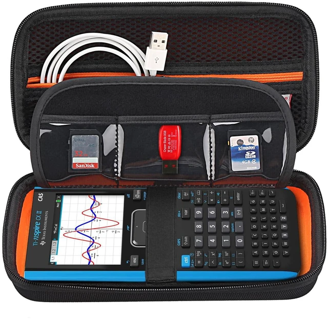 Main image of Calculator Case for Texas Instruments TI-Nspire CX II CAS/CX II/CX CAS/CX Color Graphing Calculator and More - Extra Mesh Pocket for USB Cables and Other Accessories, Black