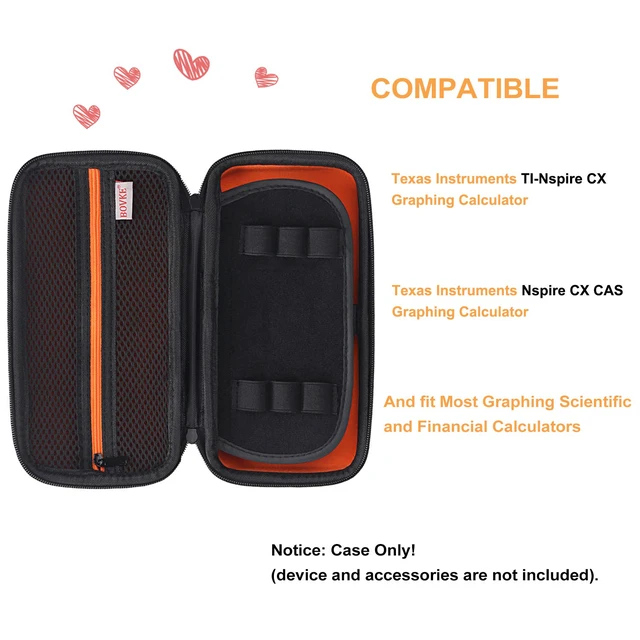 Alt view image 3 of 7 - Calculator Case for Texas Instruments TI-Nspire CX II CAS/CX II/CX CAS/CX Color Graphing Calculator and More - Extra Mesh Pocket for USB Cables and Other Accessories, Black