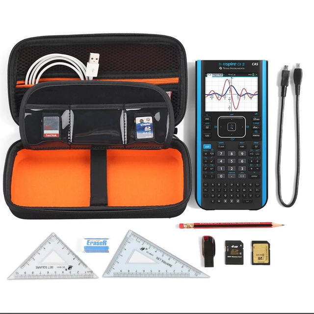 Alt view image 4 of 7 - Calculator Case for Texas Instruments TI-Nspire CX II CAS/CX II/CX CAS/CX Color Graphing Calculator and More - Extra Mesh Pocket for USB Cables and Other Accessories, Black
