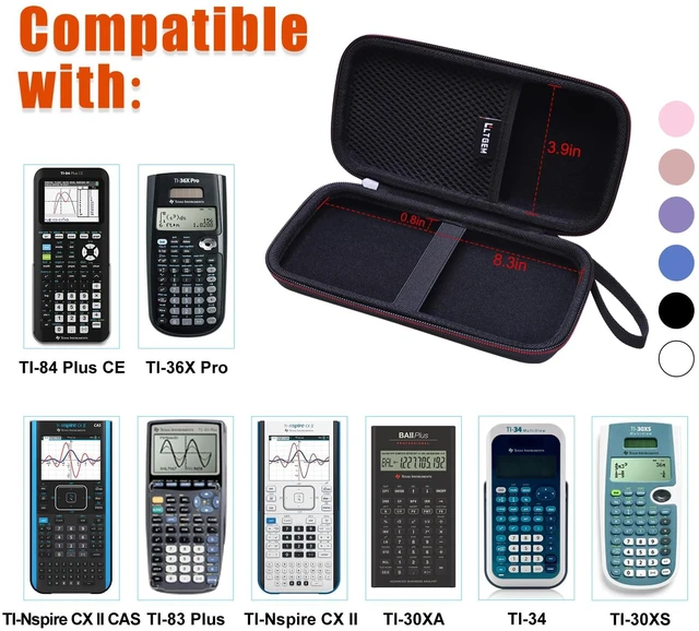 Alt view image 2 of 7 - Hard Case Compatible with Texas Instruments TI-84 Plus CE/TI-84 Plus/TI-84 Evo/TI-Nspire CX II CAS/TI-Nspire CX II/TI-83 Plus/TI-85 /TI-86 /TI30xs /TI36X Pro/TI 34 Color Graphing Calculator (Black)