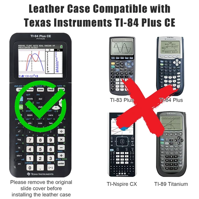 Alt view image 2 of 7 - PU Leather Protective Case Compatible with Texas Instruments TI-84 Plus CE Color Graphing Calculator with ID Card Slot (Only Case) (Black)