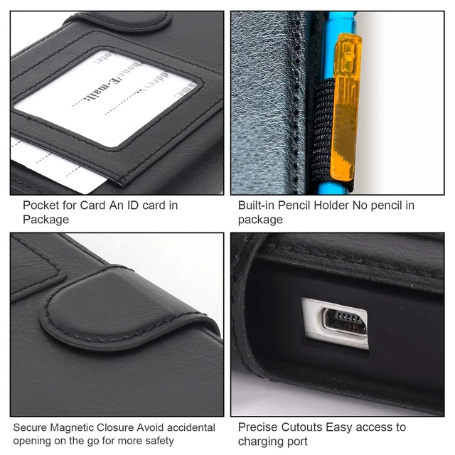 Alt view image 4 of 7 - PU Leather Protective Case Compatible with Texas Instruments TI-84 Plus CE Color Graphing Calculator with ID Card Slot (Only Case) (Black)