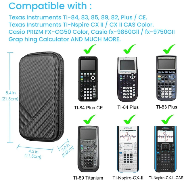 Alt view image 2 of 7 - Graphing Calculator Carrying Case for Texas Instruments | For TI-Nspire CX II CAS/TI-Nspire-CX-II, TI-84 Plus/CE Color Graphing Calculators, with Mesh Pockets and Pen Slots, Black