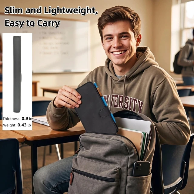 Alt view image 7 of 7 - Leather Flip Case for Texas Instruments TI-84 Plus CE Color Graphing Calculator with Pen Holder & Screen Protector, Streamlined Protection for Graphing Calculator (Black)