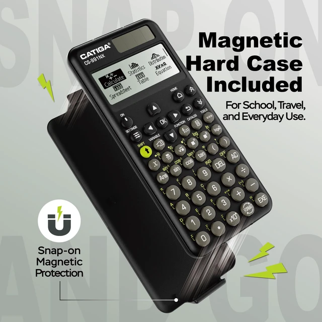 Alt view image 4 of 7 - Black Scientific Calculator with Textbook-Style HD Display, Solar & Battery Scientific Calculators for College, High School & Engineering Students, Icon Menu & Magnetic Hard Case, CS-991NX