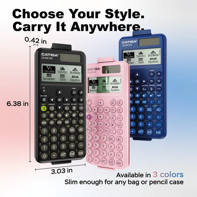 Alt view image 6 of 7 - Black Scientific Calculator with Textbook-Style HD Display, Solar & Battery Scientific Calculators for College, High School & Engineering Students, Icon Menu & Magnetic Hard Case, CS-991NX