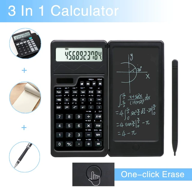 Alt view image 2 of 6 - Solar Scientific Calculator for Students, 10-Digit Large Screen | Math Calculator with Notepad, School Calculator for Middle School, High School and College, Back to School Supplies(Black)