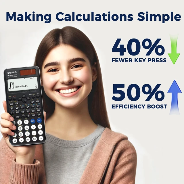 Alt view image 2 of 7 - Scientific Calculator 417 Functions GCSE School Black OS-991ES Plus 2 | Math Scientific Calculator, 2-Line Written Display, Solar & Battery Power for GCSE, Secondary High School College