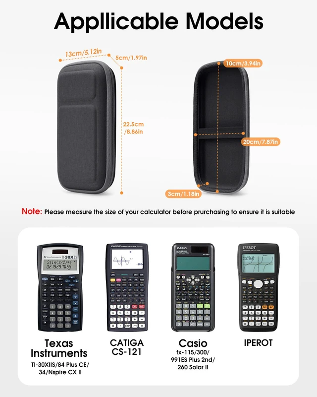 Alt view image 2 of 7 - Hard Case for Texas Instruments TI-84 Plus CE Graphing Calculator | Fits TI-30XIIS TI-34 MultiView, fx-115ES 300ES 991ES Plus/CATIGA/IPEROT Scientific Calculators, for School Exam Travel Use
