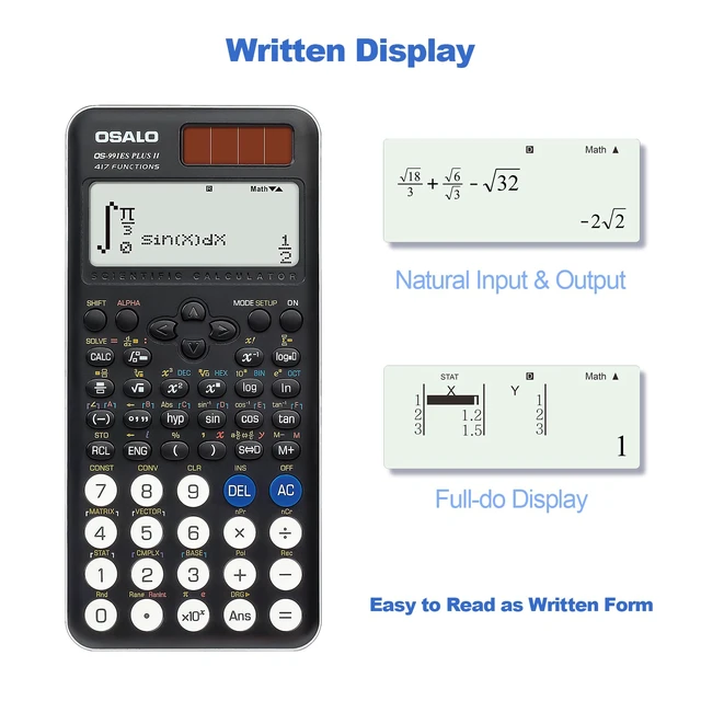 Alt view image 3 of 7 - Scientific Calculator 417 Functions GCSE School Black OS-991ES Plus 2 | Math Scientific Calculator, 2-Line Written Display, Solar & Battery Power for GCSE, Secondary High School College