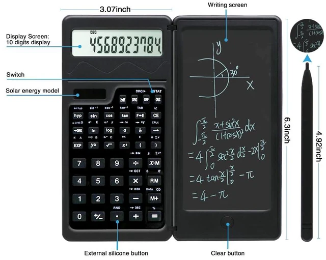 Alt view image 4 of 6 - Solar Scientific Calculator for Students, 10-Digit Large Screen | Math Calculator with Notepad, School Calculator for Middle School, High School and College, Back to School Supplies(Black)