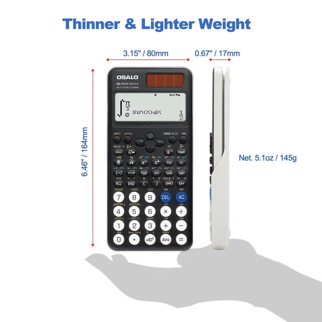 Alt view image 7 of 7 - Scientific Calculator 417 Functions GCSE School Black OS-991ES Plus 2 | Math Scientific Calculator, 2-Line Written Display, Solar & Battery Power for GCSE, Secondary High School College