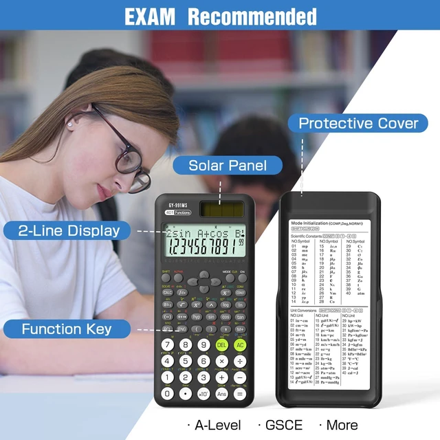Alt view image 2 of 7 - Scientific Calculators for Students, 991 MS Science Calculator for Middle and High School Supplies Calculator with Cover (Black)