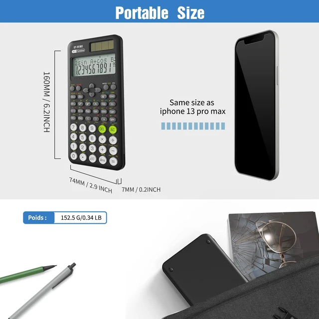 Alt view image 5 of 7 - Scientific Calculators for Students, 991 MS Science Calculator for Middle and High School Supplies Calculator with Cover (Black)