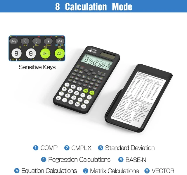 Alt view image 7 of 7 - Scientific Calculators for Students, 991 MS Science Calculator for Middle and High School Supplies Calculator with Cover (Black)