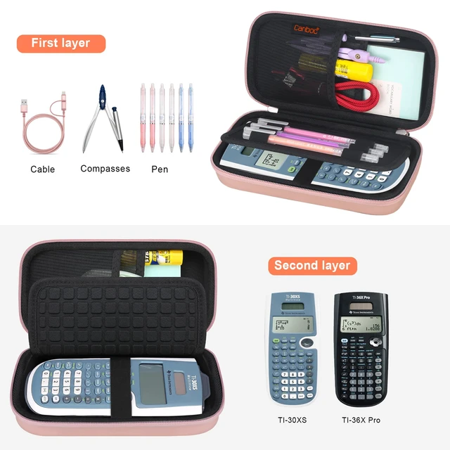 Alt view image 2 of 7 - Case for Texas Instruments TI-30XS/TI-30XIIS MultiView Calculator | For TI-36X Pro/ TI-30Xa Scientific Calculator, Mesh Bag fit Cable, Batteries, Other Accessories, Rose Gold+Black (Case Only)