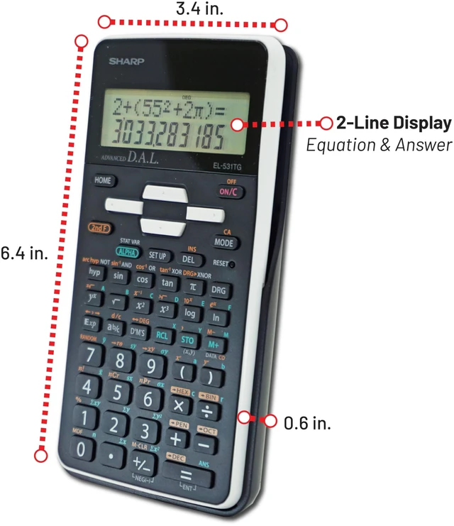 Alt view image 2 of 3 - EL-531TGBBW 12-Digit Scientific/Engineering Calculator with Protective Hard Cover, LCD Display, Great for Students and Professionals, Black