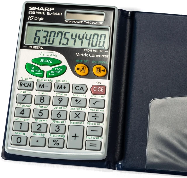 Main image of EL344RB 10-Digit Calculator with Punctuation, Metric Converter, Solar Powered LCD Display, Small Pocket Calculator for Students and Professionals
