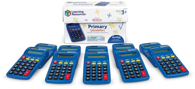 Main image of Primary Calculators, Set of 10 | Simple Calculators for Students, Basic Math Functions, Solar and Battery Powered Calculator Set, Classroom School Supplies