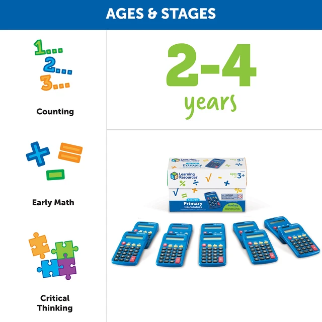 Alt view image 6 of 7 - Primary Calculators, Set of 10 | Simple Calculators for Students, Basic Math Functions, Solar and Battery Powered Calculator Set, Classroom School Supplies