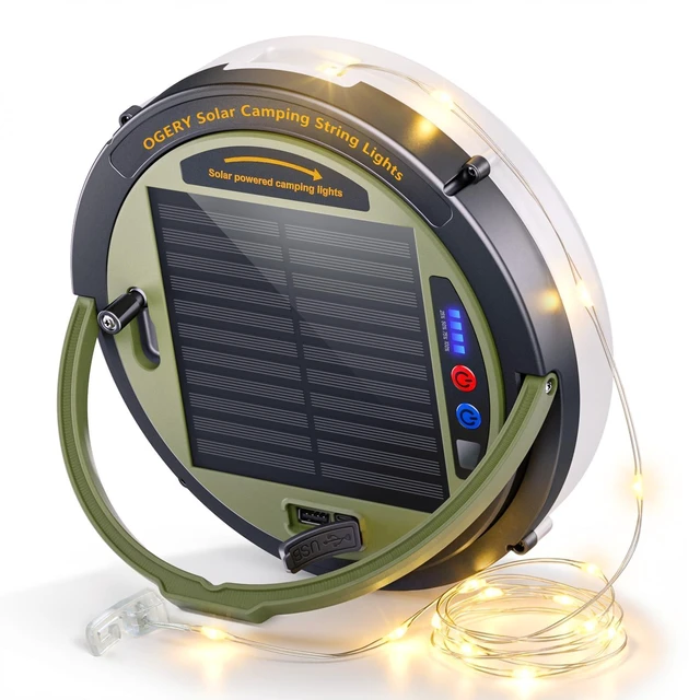 Main image of Solar Camping String Lights, 5400mAh/ 49.2FT/ 11 Modes Rechargeable | Camping Lights Outdoor/Indoor, 4-in-1 Quick Storage Fairy Tent Lights Portable LED Lamp for Patio Yard Party Decor Essentials