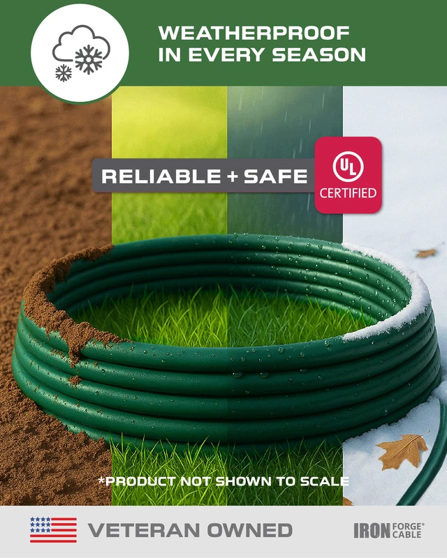 Alt view image 2 of 7 - Forge Cable 16 Gauge Green Extension Cord Multi Outlet, 20 Ft - SJTW | 16/3 SJTW Cable, 3 Grounded Outlets, Lighted End, 3 Prong Plug, 13 Amp - For Landscaping, Holiday Lights, Appliances