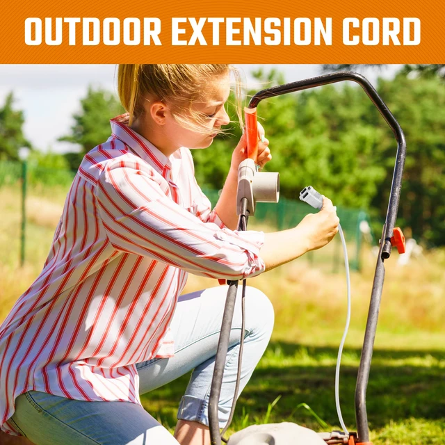 Alt view image 3 of 7 - Heavy Duty Extension Cord/Wire Power Cable, Indoor/Outdoor, 16/3, Single Outlet, 25 Feet, UL Listed, White