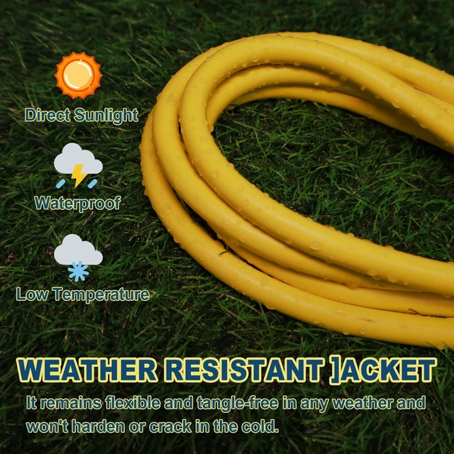 Alt view image 5 of 7 - 25 Ft 10/3 SJTW Lighted Outdoor Extension Cord, Yellow | 10 Gauge Heavy Duty Extension Cable , 3 Prong Grounded Plug, Safety, ETL Listed