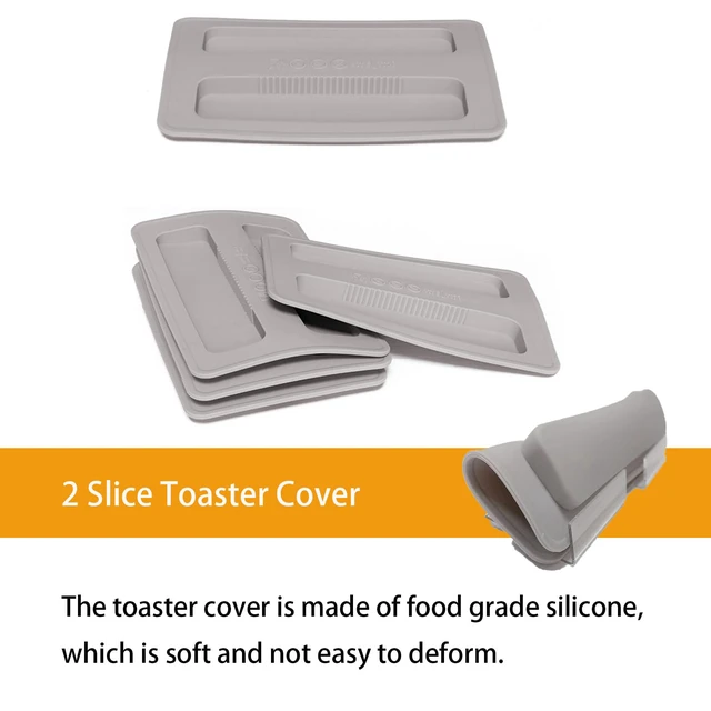 Alt view image 3 of 6 - 2 Pack Toaster Cover 2 Slice Toaster Cover Silicone Toaster Lid Bread Machine Cover Bread Maker Accessories (Grey)